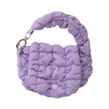 Portafoglio da viaggio trapuntato da donna, mini portafoglio portatile per appuntamenti e shopping, bianco/viola, 12 cm x 5 cm x 10 cm