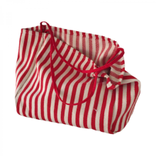 Borsa multifunzionale in tela a righe da donna, borsa a tracolla casual, borsa tote di grande capacità, accessorio alla moda, uso quotidiano, rossa.