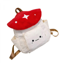 Mushroom pattern backpack, women's travel backpack, school bag, handbag, drawstring backpack, brown/red