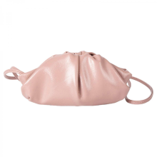 Women's dumpling-shaped clutch, soft PU leather shoulder bag, cloud-shaped tote bag, women's evening bag, shopping bag, gift bag, silver-pink.