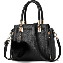 Mini borsa a mano da donna, borsa a tracolla in pelle PU, borsa a tracolla, borsa a mano con pompon a cuore.