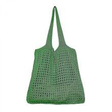 Women's knitted openwork shoulder bag, simple beach handbag, green