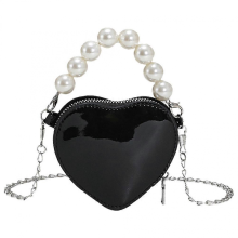 Heart-shaped wallet, stylish small crossbody bag, heart-shaped evening crossbody/handbag, black, 10.5 x 9.5 cm.