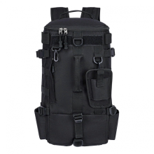 Fishing backpack with rod holder, waterproof fishing bag, bait compartment, suitable for camping, hiking, kayaking, black.