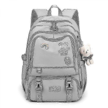 2025 Style Middle School Backpack for Girls, Large Capacity, Light Gray