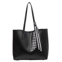 Borsa a mano in morbida pelle da donna 2025, borsa per la spesa in similpelle di grande capacità, portatile, nera solida