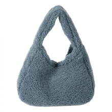 Women's solid color handbags for autumn and winter, date bags, top handle bags, fashion wallets, plush shopping bags, apricot blue.