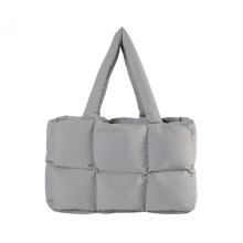 Modern style quilted shoulder bag, large capacity women's underarm bag, suitable for work, travel and everyday use, brown-grey.