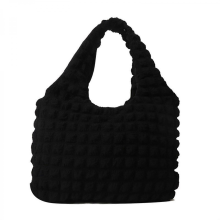 Borsa a tracolla da donna, borsa a tracolla plissettata, grande capacità, elegante e bella, gialla e nera.