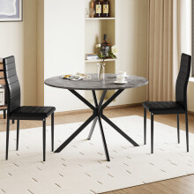 Foldable Round Dining Table and 2 Chairs Set