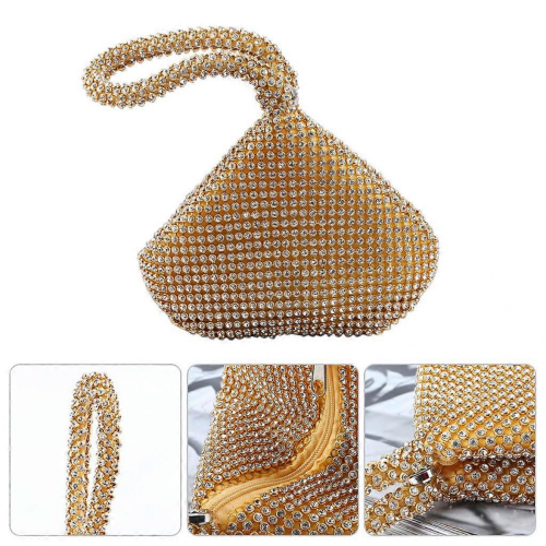 Women's triangular sequined handbag, clutch, luxury evening bag, party bag, silver. 1