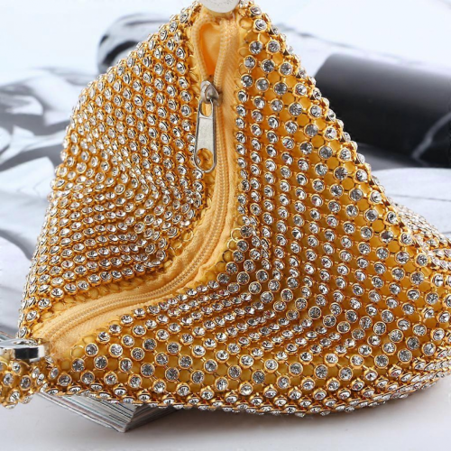 Women's triangular sequined handbag, clutch, luxury evening bag, party bag, silver. 2