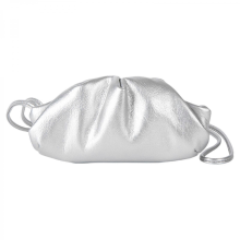 Women's dumpling-shaped clutch, soft PU leather shoulder bag, cloud-shaped tote bag, women's evening bag, shopping bag, gift bag, silver.