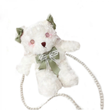 Borsa a tracolla, borsa a mano, borsa da viaggio per donna, bambino e bambina, con fiocco in cartone animato e orso Harajuku, viola e verde