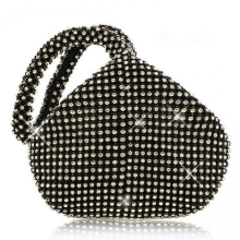 Borsa a mano triangolare con paillettes da donna, pochette, borsa da sera di lusso, borsa da festa, argento e nero.