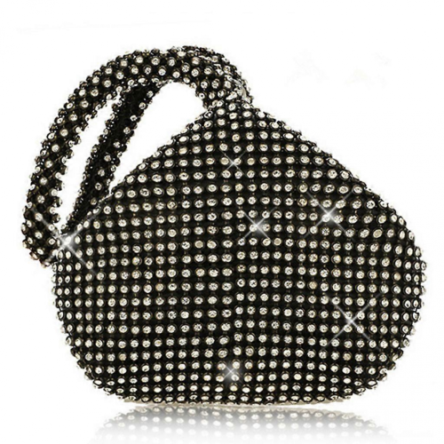 Women's triangular sequined handbag, clutch, evening luxury bag, party bag, silver and black.