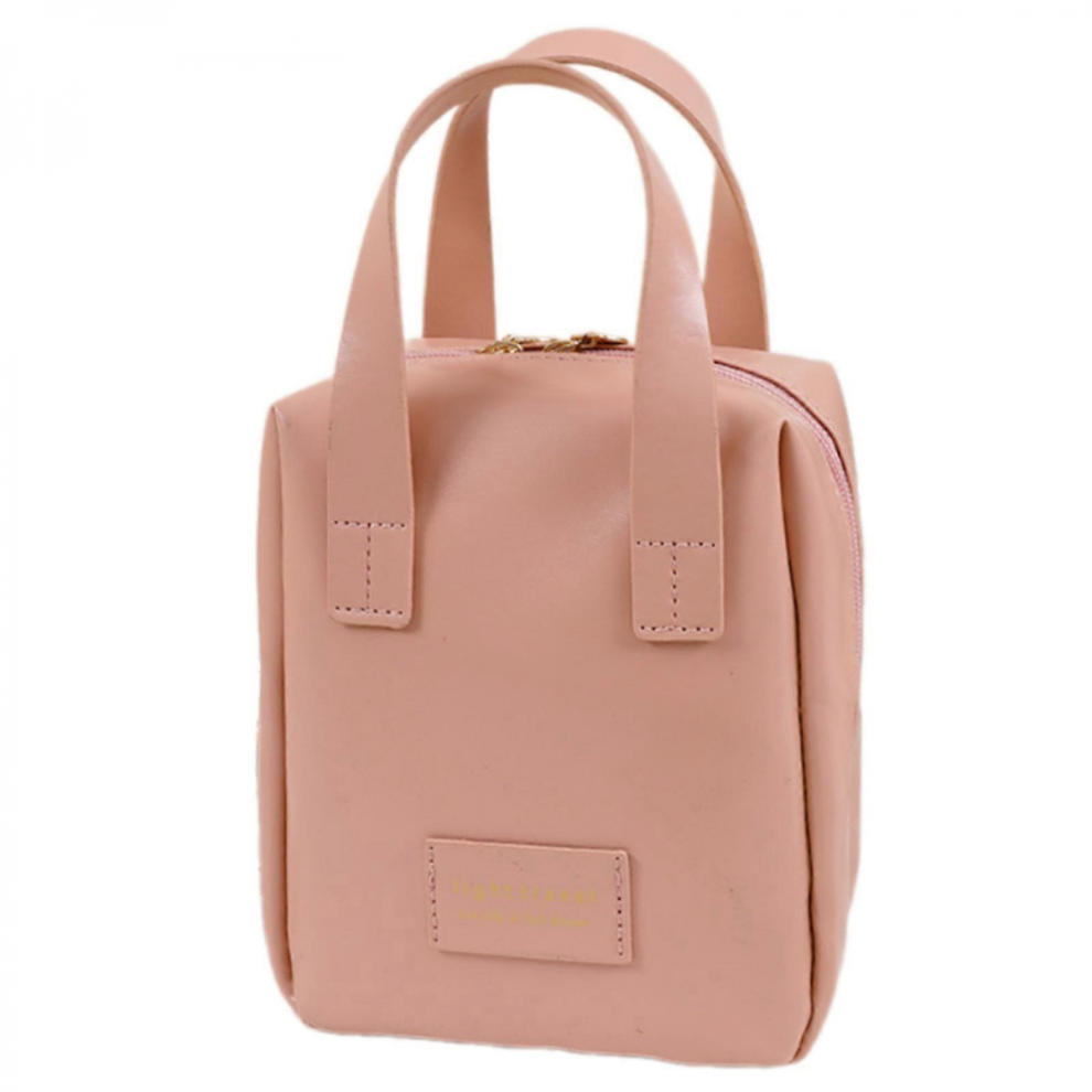 Pink Large-Capacity Travel Cosmetics Organizer Bag With Multiple Compartments, Women's Zipper Toiletry Bag, Rose