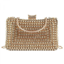 SCSYV AVEKI Borsa a mano da donna in metallo a scacchi con pochette da sera geometrica a catena, diamante a forma di U argento B