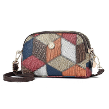 Borsa a tracolla piccola in vera pelle da donna, borsa a spalla, borsa a mano, portafoglio a tracolla, chiusura con cerniera