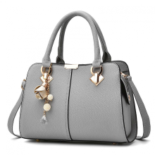 Borsa tote in materiale PU, grande capacità, elegante borsa a tracolla da donna, bianca, taglia unica, grigio chiaro, taglia unica.