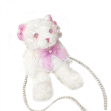 Borsa a tracolla, borsa a mano, borsa da viaggio per donna, bambino e bambina, con fiocco in cartone animato e orso Harajuku, viola e rosa