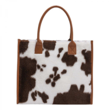 Borsa a tracolla da donna, borsa da ascella, portafoglio retrò, elegante borsa calda invernale, motivo mucca, marrone.