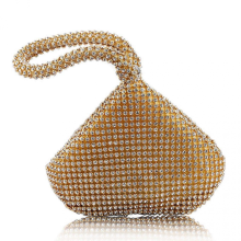 Borsa a mano triangolare con paillettes da donna, pochette, borsa da sera di lusso, borsa da festa, argento e oro.