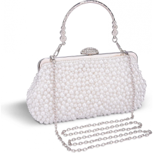Elegante Perlenhandtasche für Damen-Abendveranstaltungen, funkelnde Geldbörse, weiße Hochzeitsclutch.