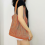 Women's knitted openwork shoulder bag, simple beach handbag, beige. 5