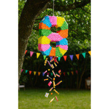 Cijferpiñata met knuppel en blinddoek voor feestjes