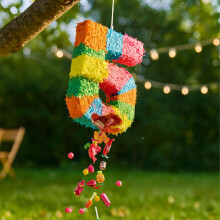 Cijferpiñata met knuppel en masker voor verjaardagen