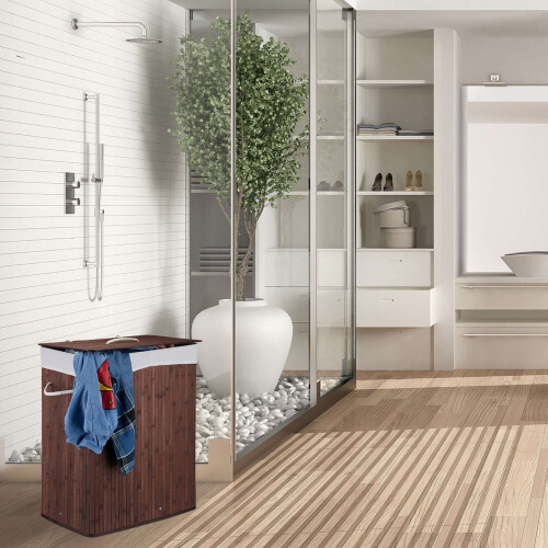 Bamboe wasmand met deksel en wasbare zak 2