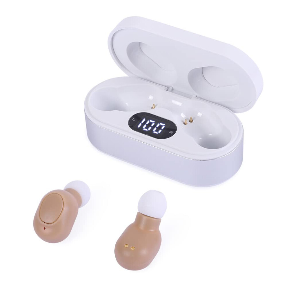White Rechargeable Hearing Aids With Intelligent Noise Reduction, Compact InâEar Otc Hearing Amplifier For Mild To Moderate Hearing Loss (White)