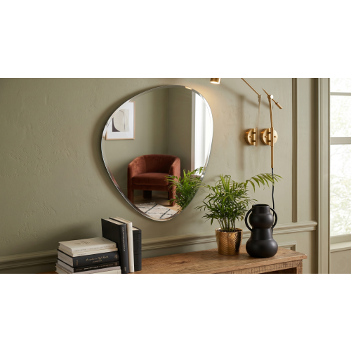 Frameless Asymmetric Beveled Mirror Tear Drop 50x70cm