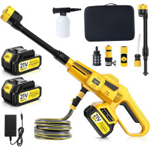 Portable Cordless Pressure Washer Max 45 Bar With 2 X 4000mah Batteries, 6 In 1 Spray Nozzles,5m Hose