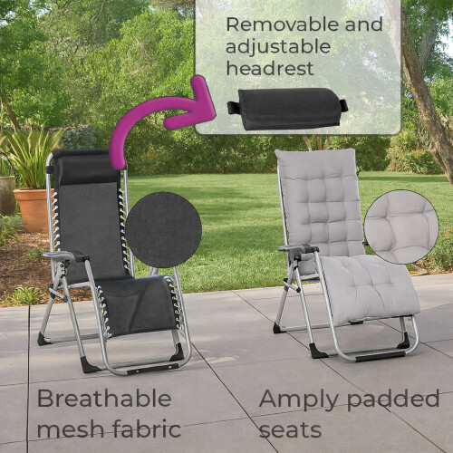 NEO Neo 2pcs Grey Zero Gravity Sun Lounger 1