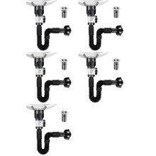 5X Kit de Vidange D'Évier de Salle de Bain avec Tuyau de Vidange D'Évier Flexible et Extensible en P, Tuyau de Vidange D'Évier Anti-Odeur
