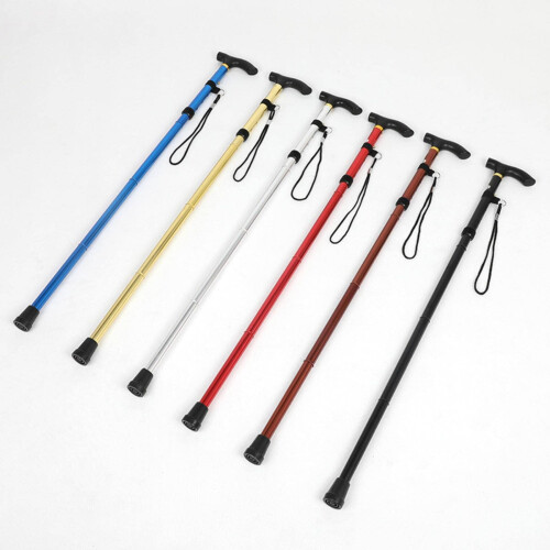 Folding Walking Cane Adjustable Aluminum Stick Lightweight Ergonomic Grip for Elderly Travel 1