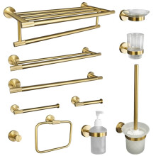 Brushed Gold Bathroom Hardware Set 4 Piece, Modern Wall Mounted Accessories with Durable Waterproof Build