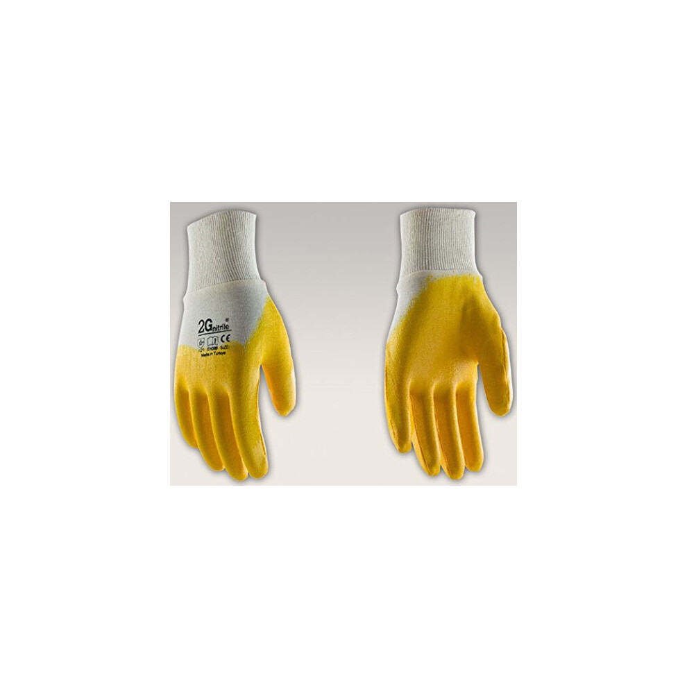 2G Light Duty Nitrile Coated Work Gloves With Breathable Cotton Liner And Knit Wrist, 12 Pairs Medium 9351714673556