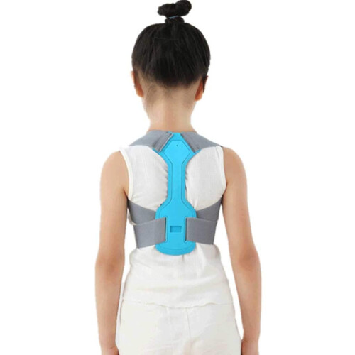 Adjustable Magnetic Posture Corrector Back Support Brace for Kids and Adults, Blue Medium Size