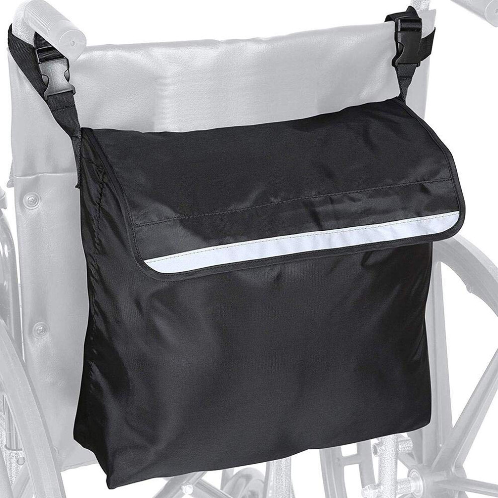Wheelchair Storage Bag Waterproof Durable Fabric with Reflective Safety Strip and Multiple Pockets Fit Most Scooters