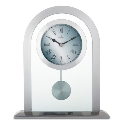 Acctim Acctim Bathgate Pendulum Mantel Clock Quartz Metal Glass Floating Effect Silver