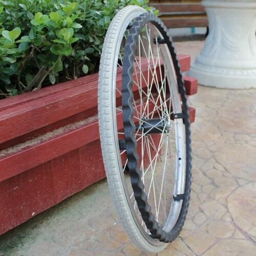 20 Inch Solid PU Wheelchair Replacement Rear Wheels, Puncture Silent Alloy Hub, Easy Install 2