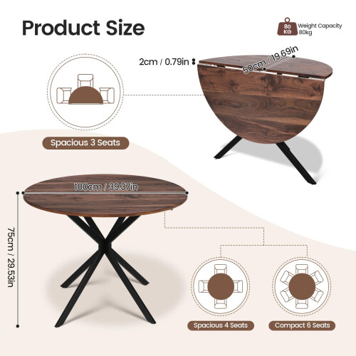 Joolihome Foldable Round Dining Table and 2 Chairs Set 2