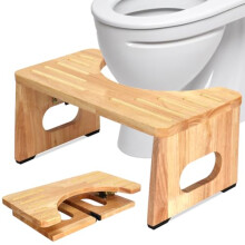 Foldable Bamboo Toilet Stool 7 Inch Poop Step for Adults and Kids, Dual AntiSlip Base, SpaceSaving Natural Comfort