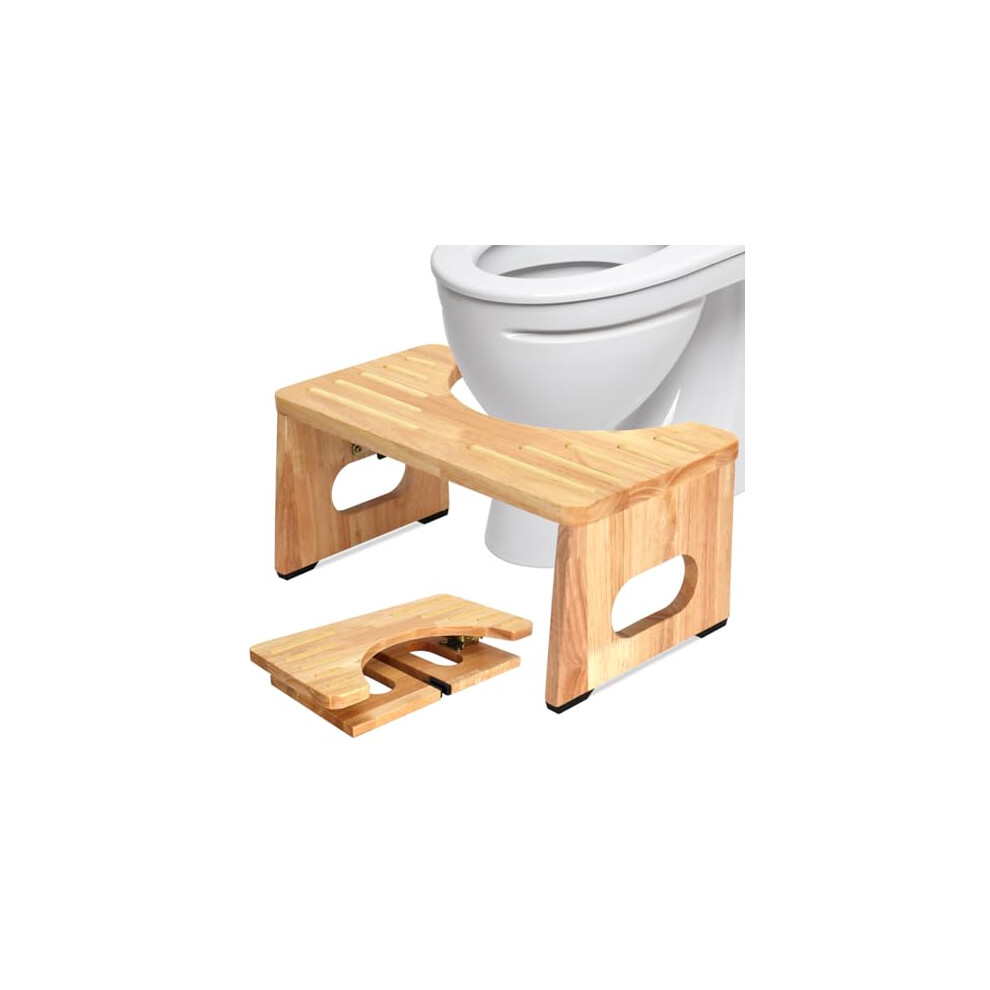 Foldable Bamboo Toilet Stool 7 Inch Poop Step For Adults And Kids, Dual Antislip Base, Spacesaving Natural Comfort 9310869726906