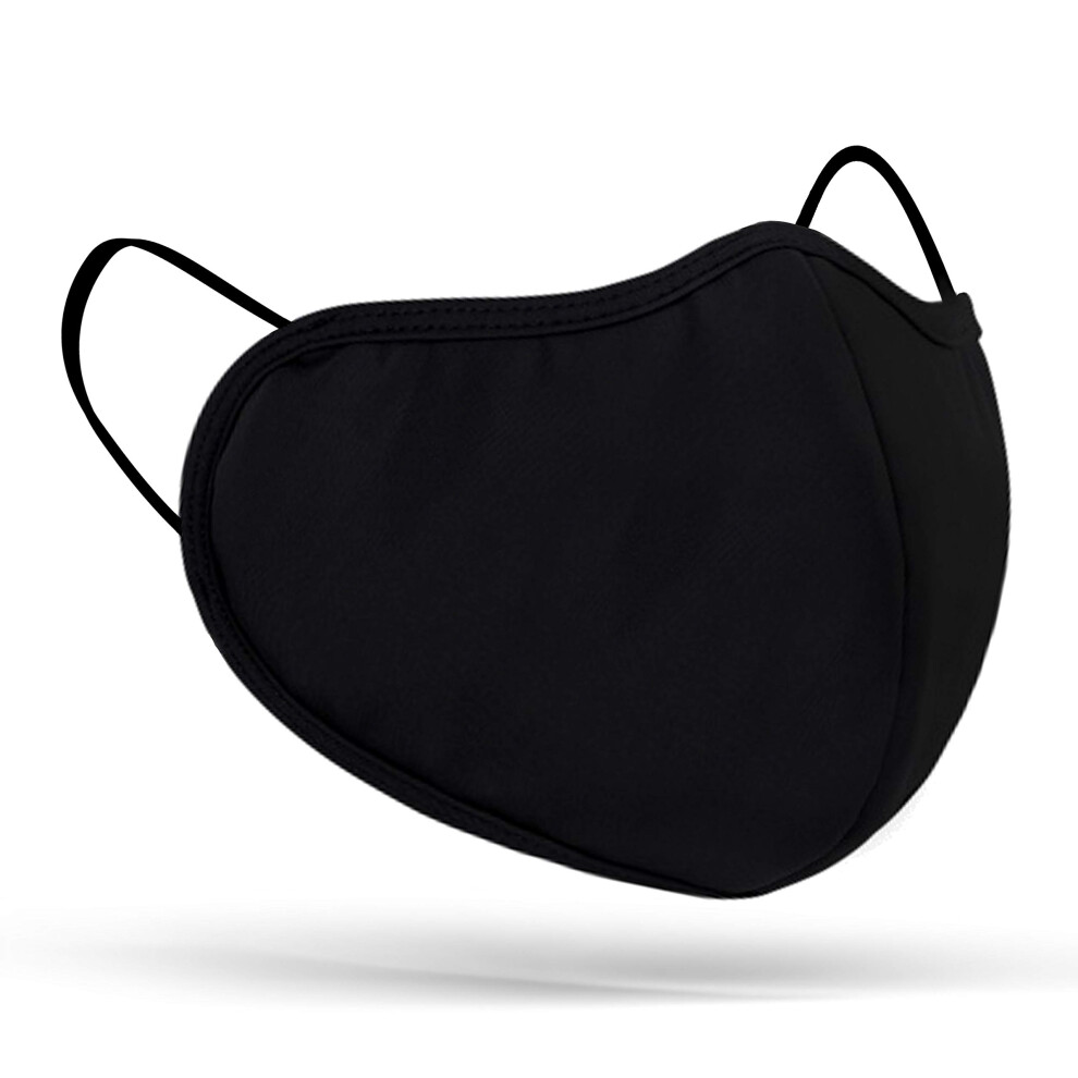 Black Reusable Face Mask With Dual Filters, 4Layer, Water Resistant, Washable, Adult Large 9330225533580