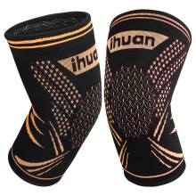2 Pack Copper Knee Brace Compression Sleeves for Pain Relief, Arthritis, ACL and Sports Recovery