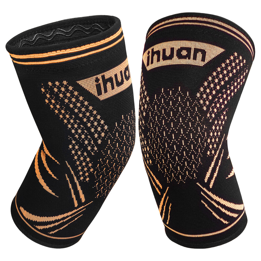 2 Pack Copper Knee Brace Compression Sleeves for Pain Relief, Arthritis, ACL and Sports Recovery